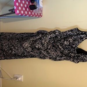 Black and white patterned dress.